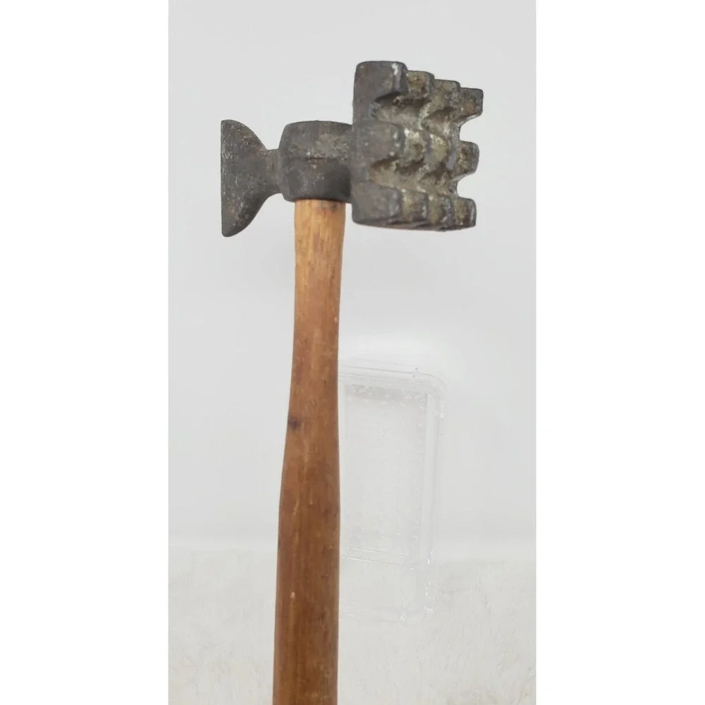 Primitive Meat Tenderizer Hammer Butcher‎ Mallet Wood Handle Farmhouse Antique